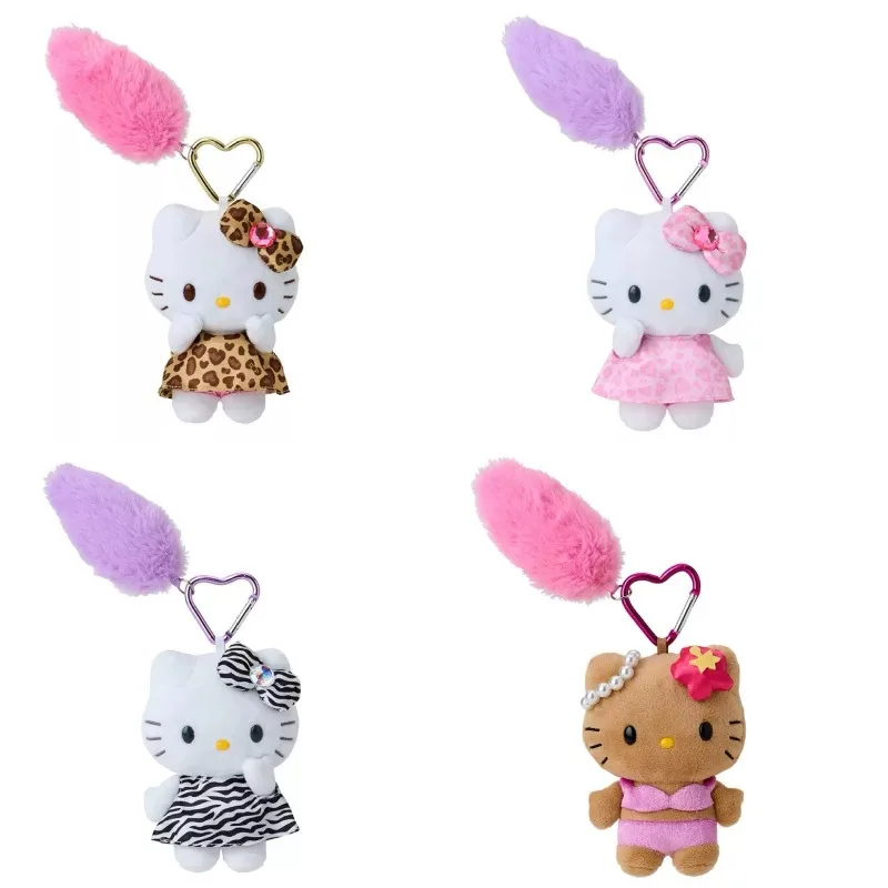 New Product Sanrio Hello Kitty Plush Keychain, Heart shaped Button, Long Leg Pendant, Plush Toy for Girls' Birthday Gift