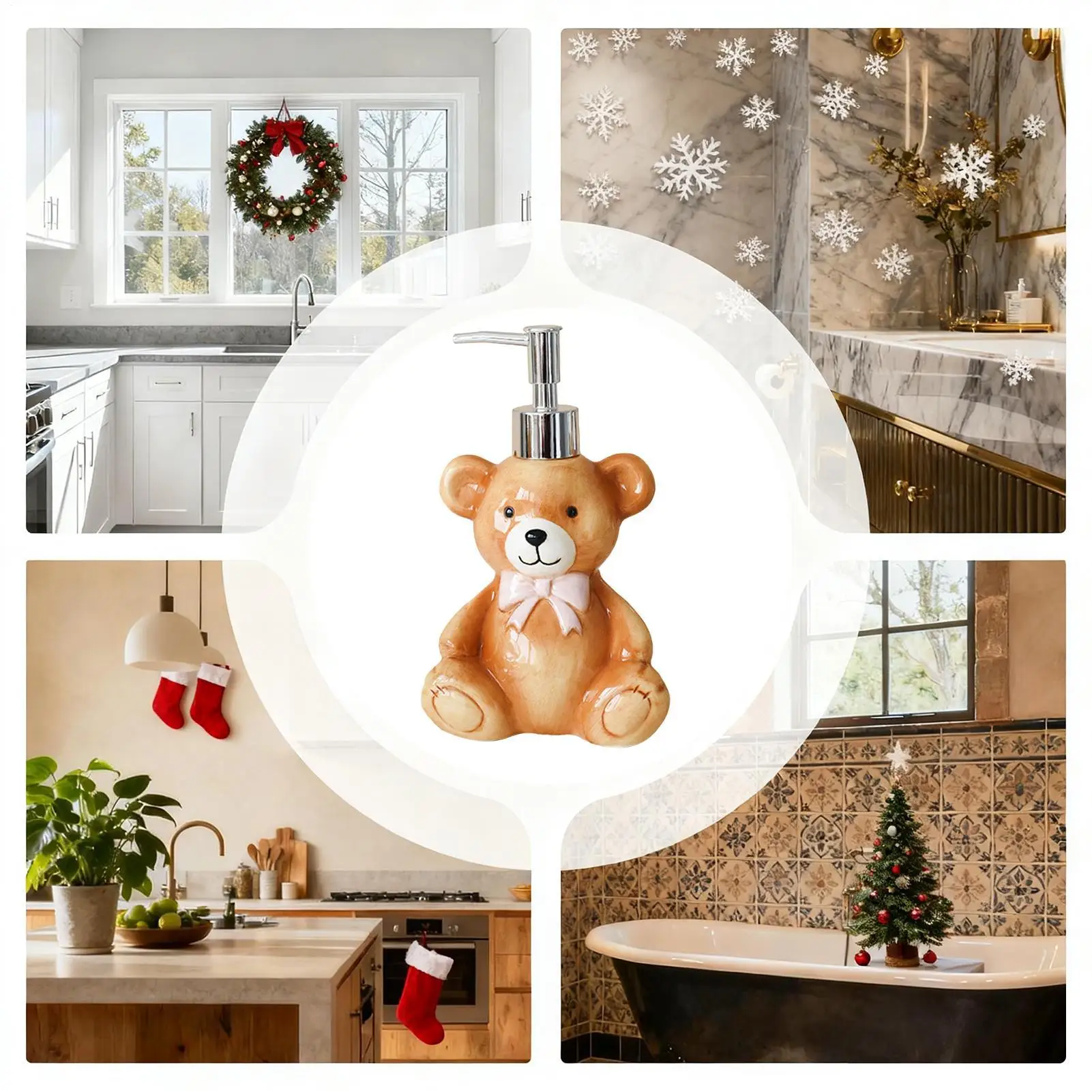 Dispenser di sapone per lavello da cucina 350ml riutilizzabile con design a forma di orso, bottiglia di sapone da cucina per doccia, lavanderia