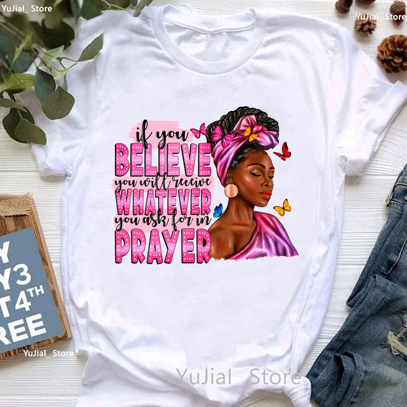 

With God All Things Are Possible Graphic Print T Shirt Women Black Girls Magic T-Shirt Femme Leopard Melanin Tshirt Female Tops