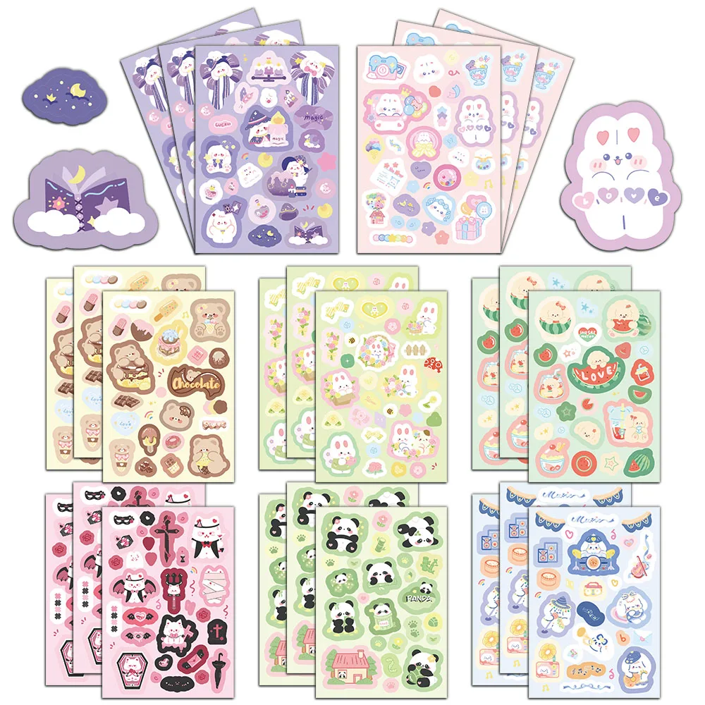 8/PCS Creative Colorful Dream Factory Little Bear Cute Stickers Cartoon Hand Account Gooka Material Skateboard Computer Stickers