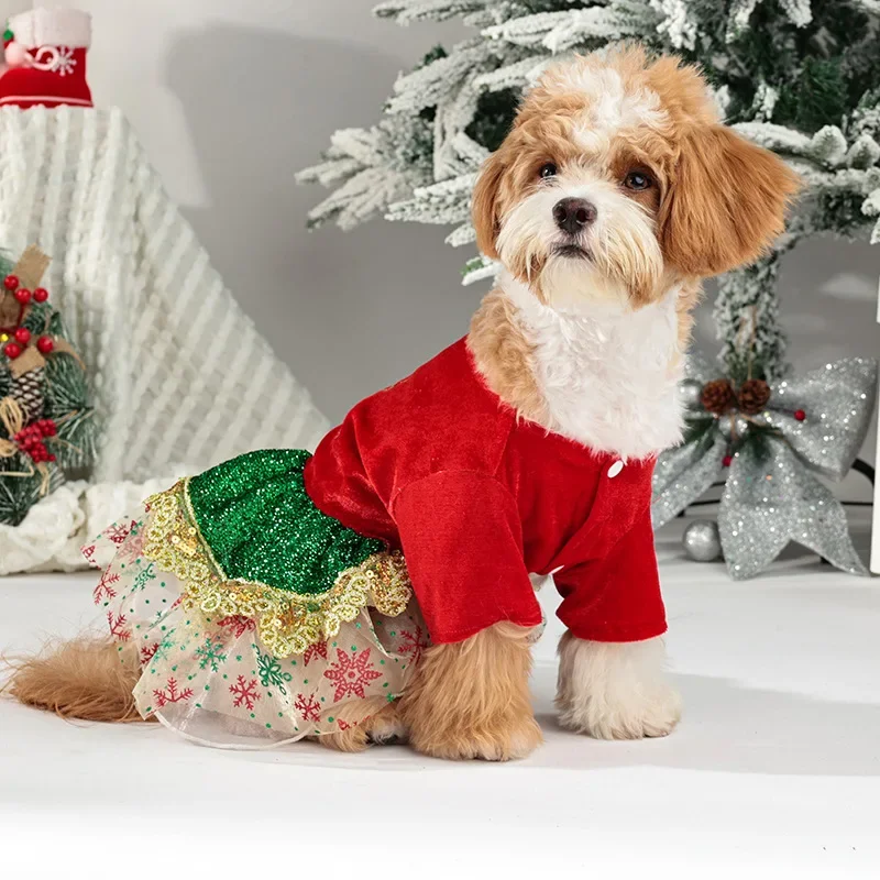 New Pet Clothes, Christmas Dresses, Dog Costumes, Cat Christmas Party Outfits