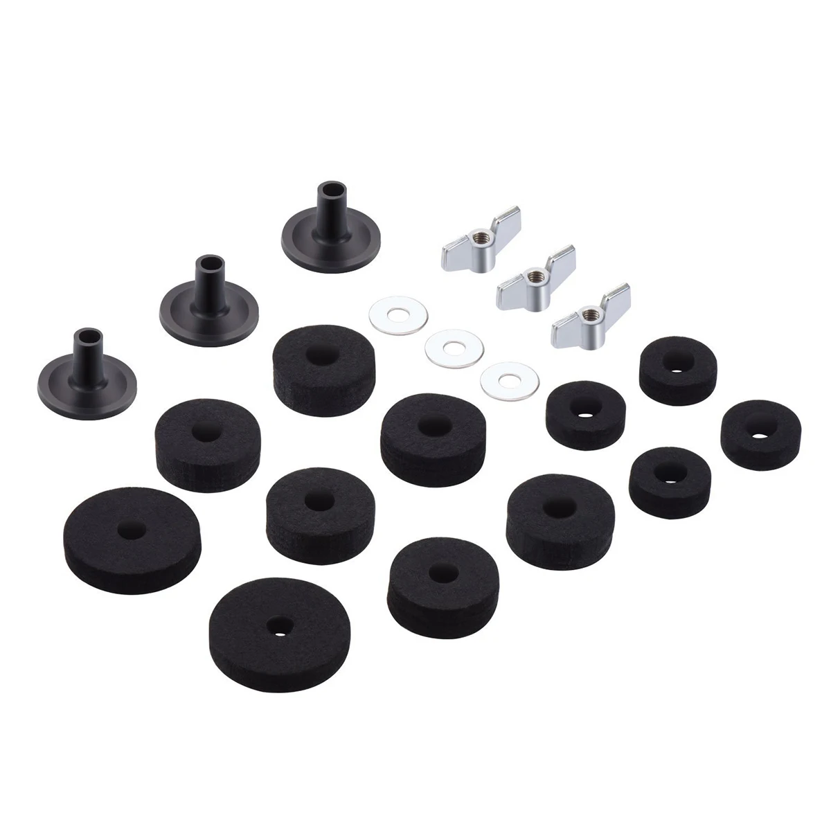 

21Pcs Drum Replacement Washer Non-Slip Felt Pad Kit for Cymbal Stands Adjustable Protective Black Drum Replacement Washer