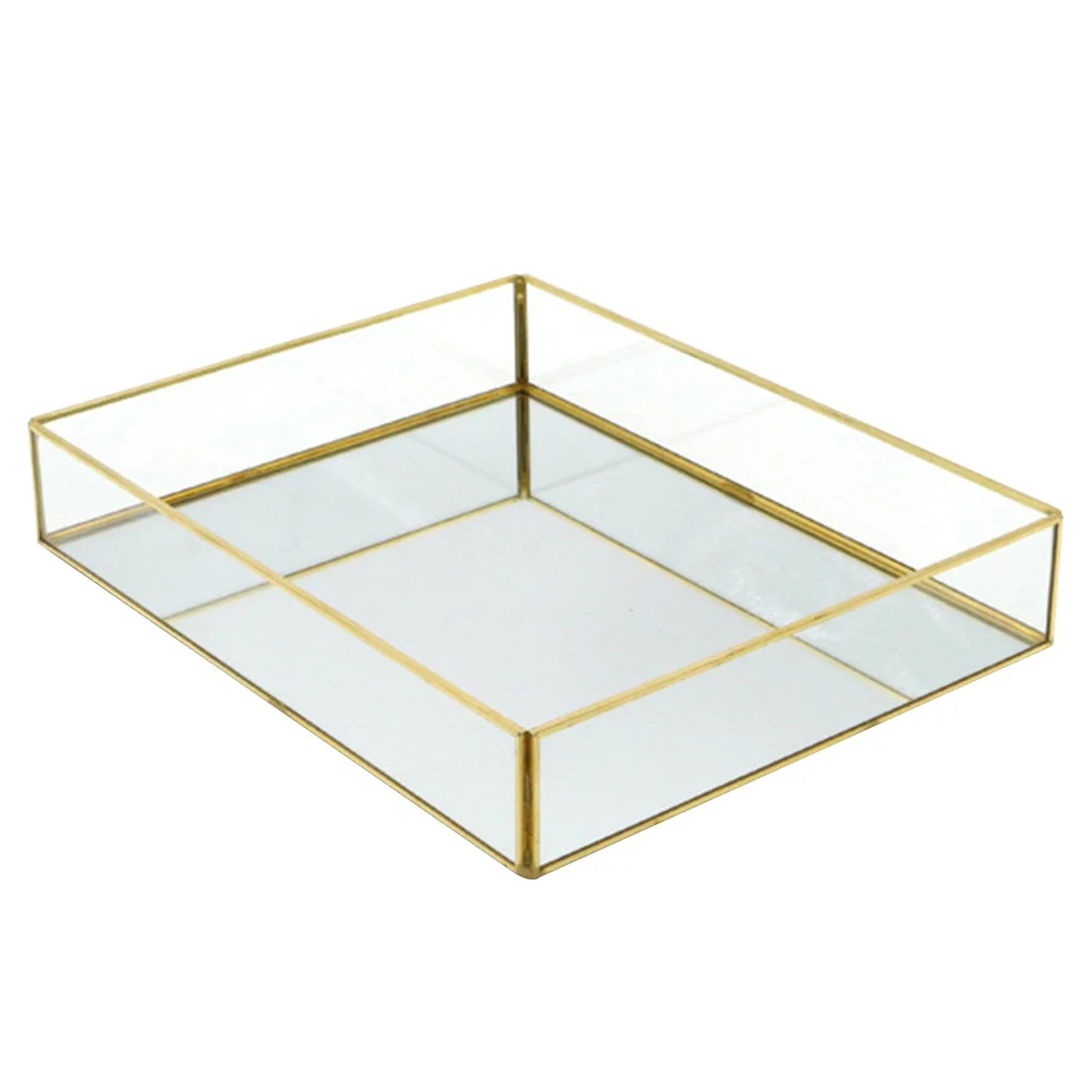 

1PC Four-sided Copper Geometric Ring Box Unique Flower Room Decoration Glass Ring Holder Jewelry Storage Box(Assorted Color)