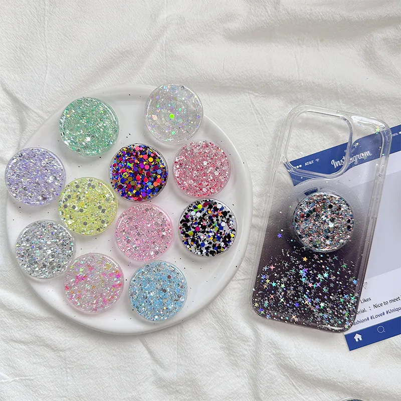 

3D круглый блестящий держатель для мобильного телефона, подставка для защиты от падения, кольцо на палец, кронштейн для IPhone 15 16, Samsung Huawei, складной Hoder