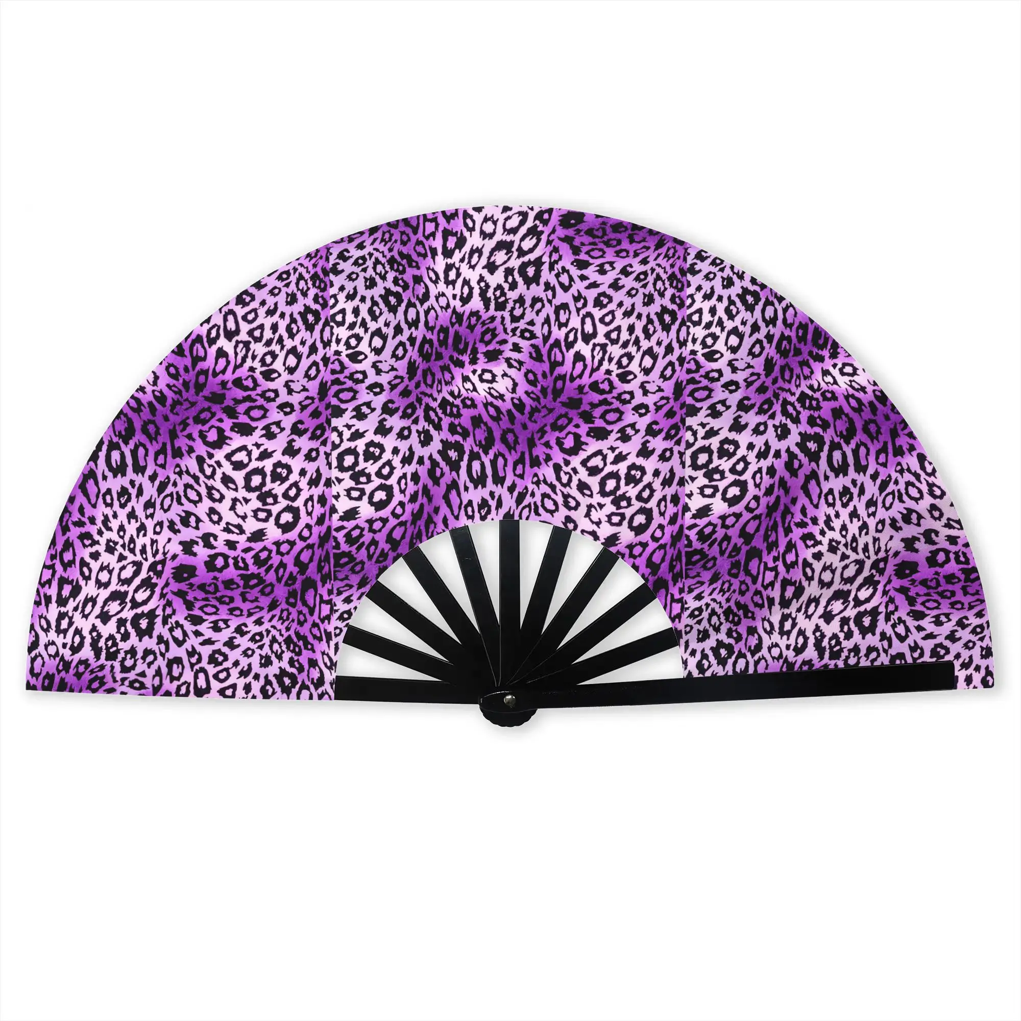 Leopard Print Colorful Folding Hand Fan Personalized  Polyester Fabric Fan Funny Summer Accessory Decorative Fans