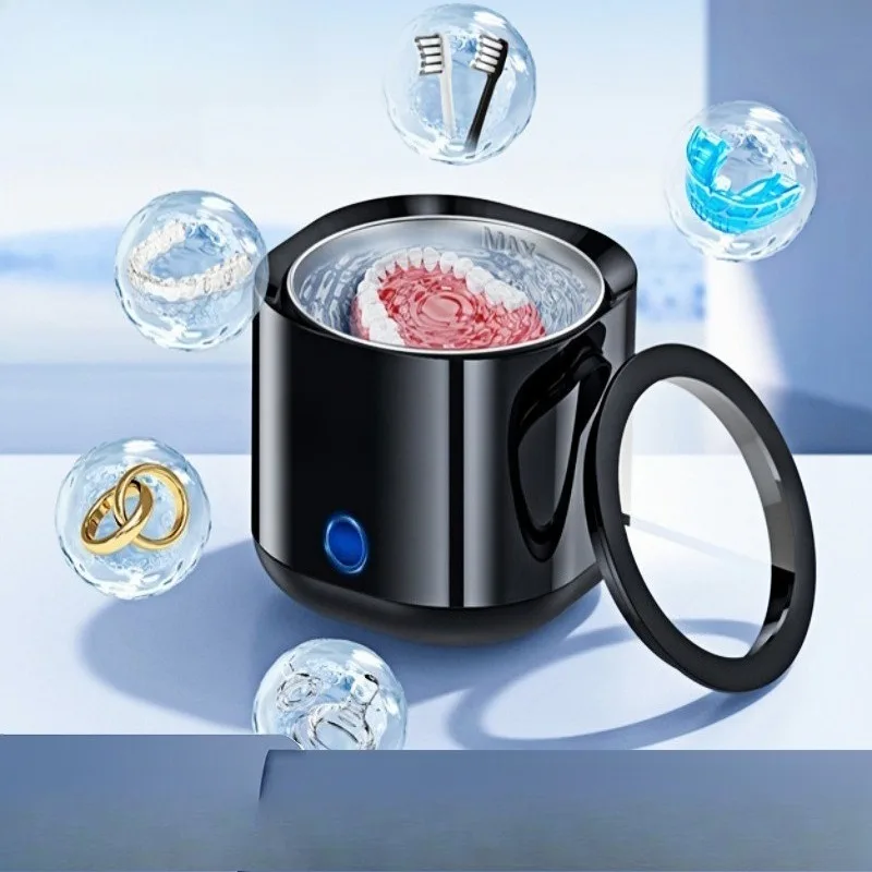 Household Ultrasonic Cleaner for Dentures, Toothbrush Heads, Braces and Glasses Automatic Cleaning Machine