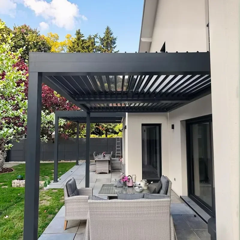 Amas DIY Waterproof Bioclimatic Awning Cover for Louvre Roof Louver Gazebo Outdoor Aluminum Pergola