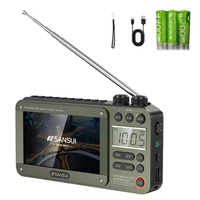 SANSUI F50 FM Radio Portable Video Display Radio Wireless Bluetooth Speakers TF Card Slot MP4 Music Player Video E-Book Green-AB