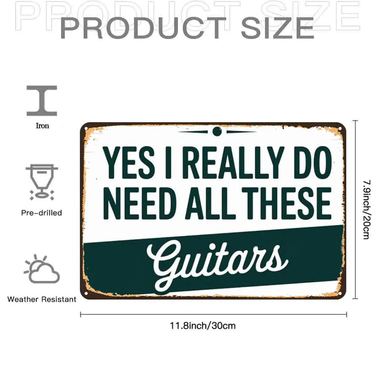 1pc, Retro Vintage Guitar Enthusiast Metal Sign, with Pre-Drilled Holes, Ideal for Indoor, Garden, Outdoor, And Restroom Decor