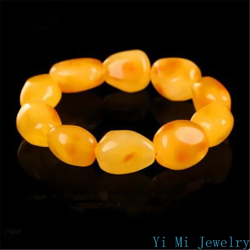 Natural Raw Mineral Beeswax Bracelet Amber Bracelet Men and Women Beeswax Original Stone Bracelet with Fashion Bracelet