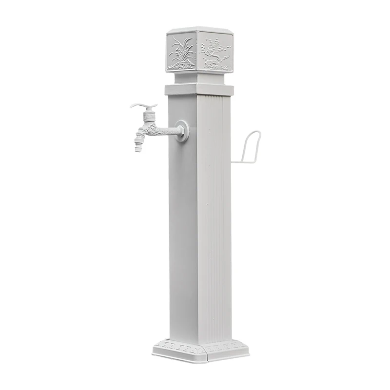 

White outdoor courtyard column faucet garden watering spray gun water outlet water faucet villa