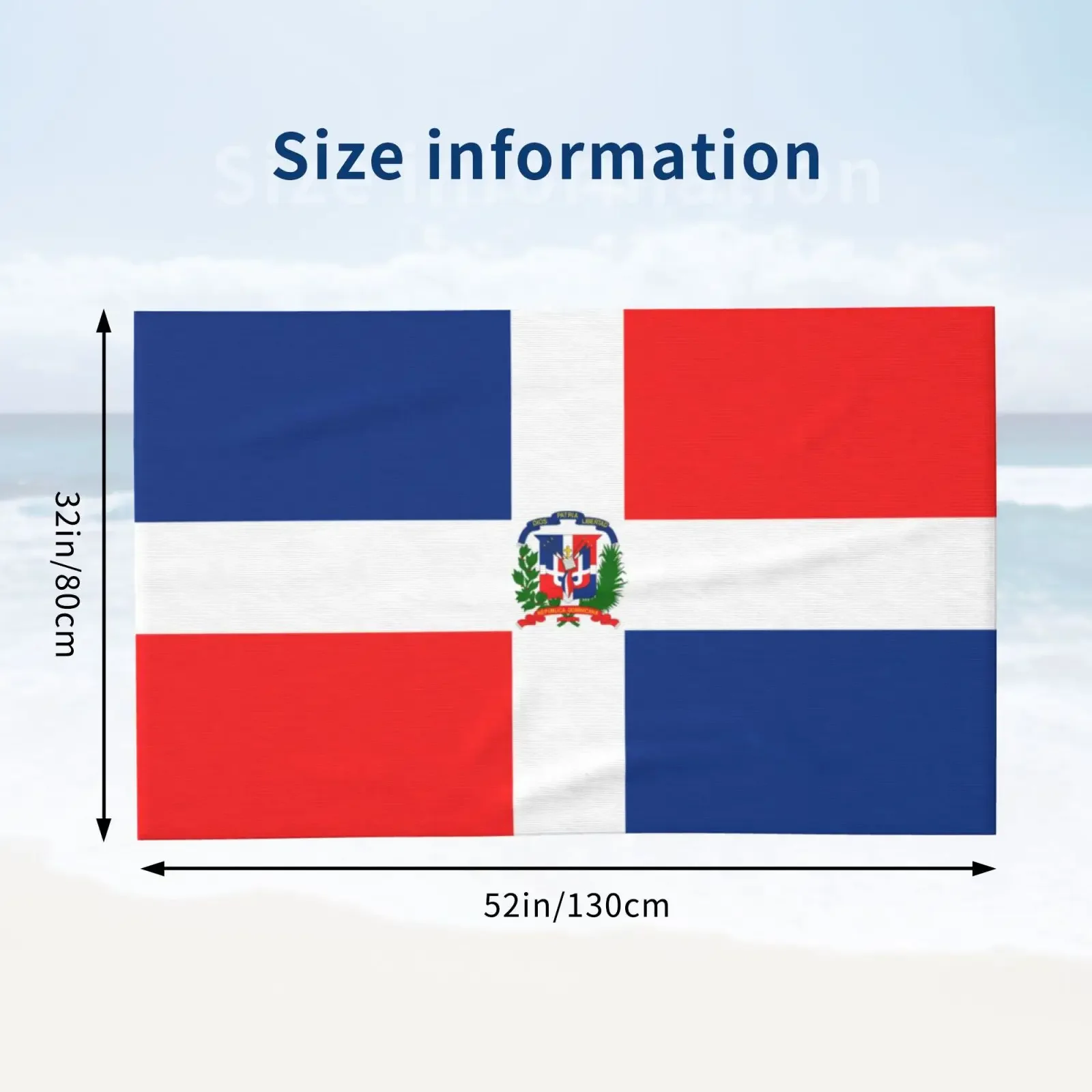 Dominican Republic Flag Print Quick-Dry Beach Towel Absorbent Soft Cozy Beach Towels for Adults Kids 80x130cm