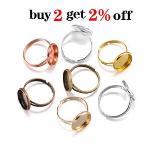 Ajustável em branco Anel Base, Configurações Cameo, Cabochões de Vidro, Bandeja Cameo, DIY Fazer Jóias, Fit Dia 10mm, 12mm, 14mm, 16mm, 18mm, 10Pcs Lot 10 principais vendas porta alianças de vidro - №3