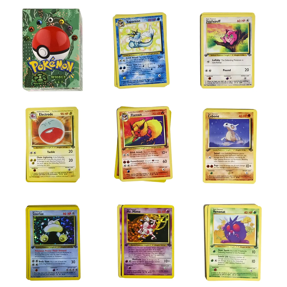 Carte da collezione classiche Pokémon Snorlax Victreebel Nidoqueen Pikachu Joteon Pidgeot PTCG Giochi da tavolo Set completo di carte proxy