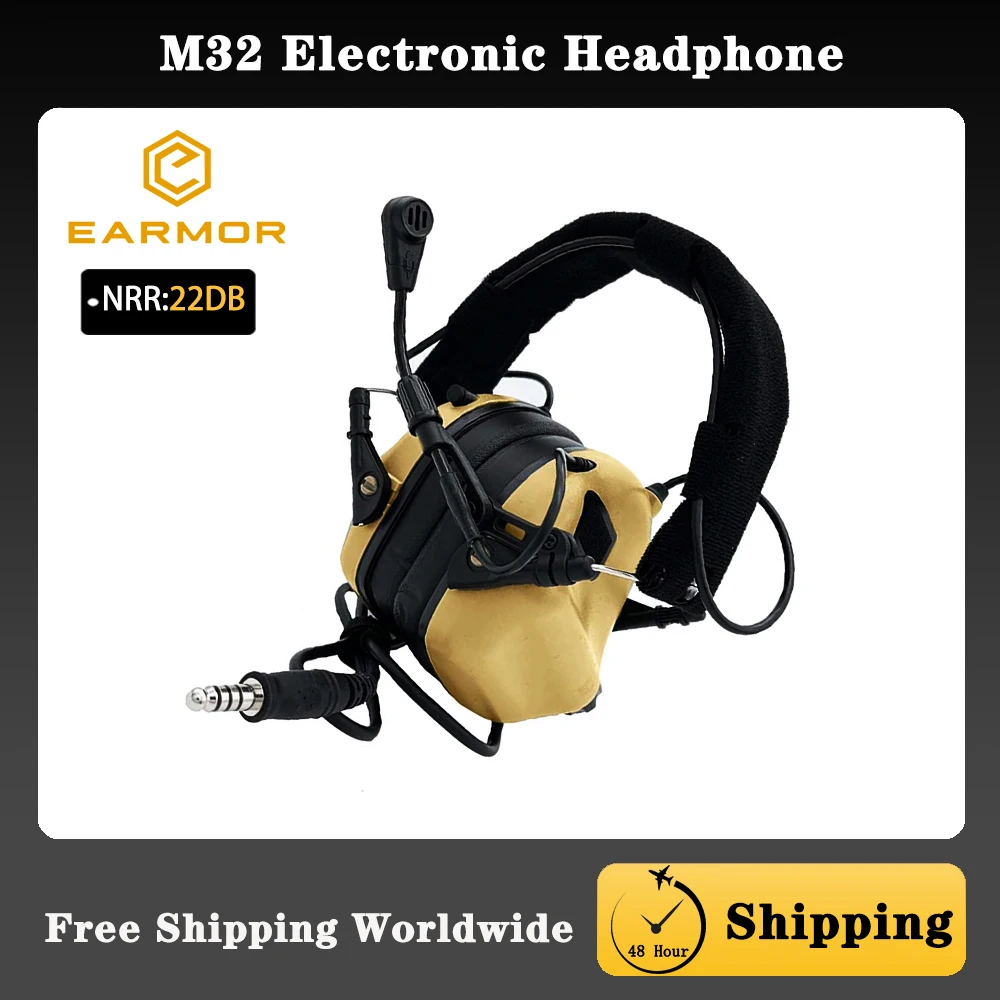 EARMOR M32 Electronic Communication Noise Canceling Headset,NRR 22,Waterproof IPX-5 Outdoor Hunting Hearing Protection Earmuffs