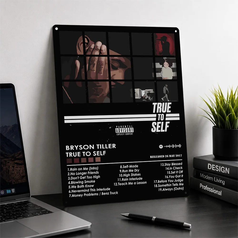 Bryson Tiller True to Self Metal Poster Perfect Gift for Fans Lovers Customized Wall Art Metal Sign for Room Decor Wand Deko