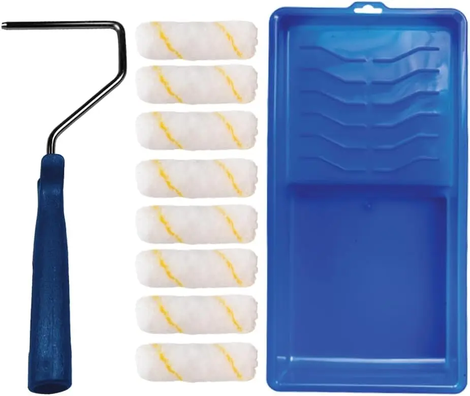 

Mini Paint Roller Kit - 10 Piece Set with Tray, Frame, and Microfiber Covers for Walls, Ceilings, and Home Improvement