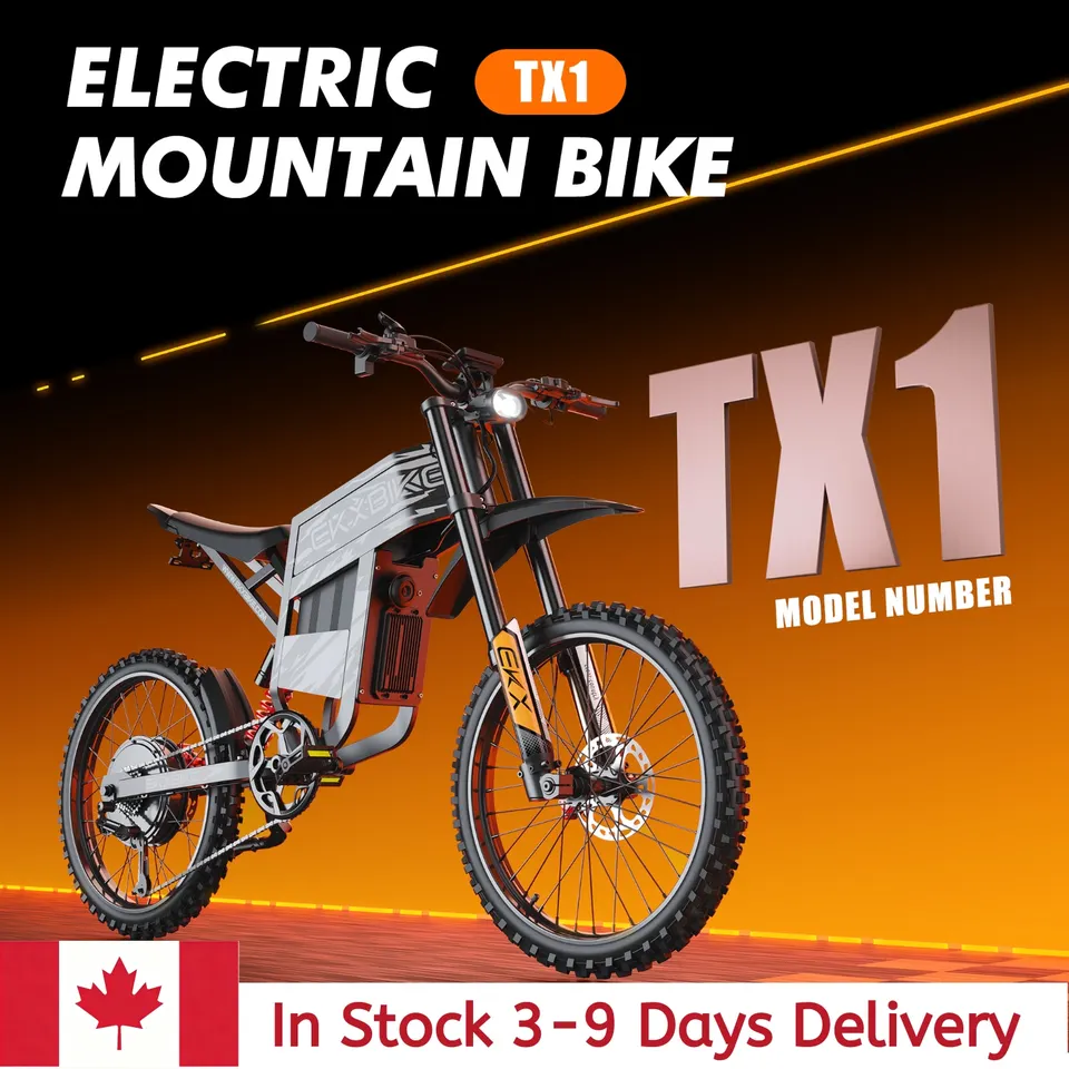 EKXBIKE TX1 Electric Dirt Bike 3000W 60V30Ah Electric Motorcycle 45MPH 45° Climb 19" All-Terrain Adult Mountain Electric Bike image 2