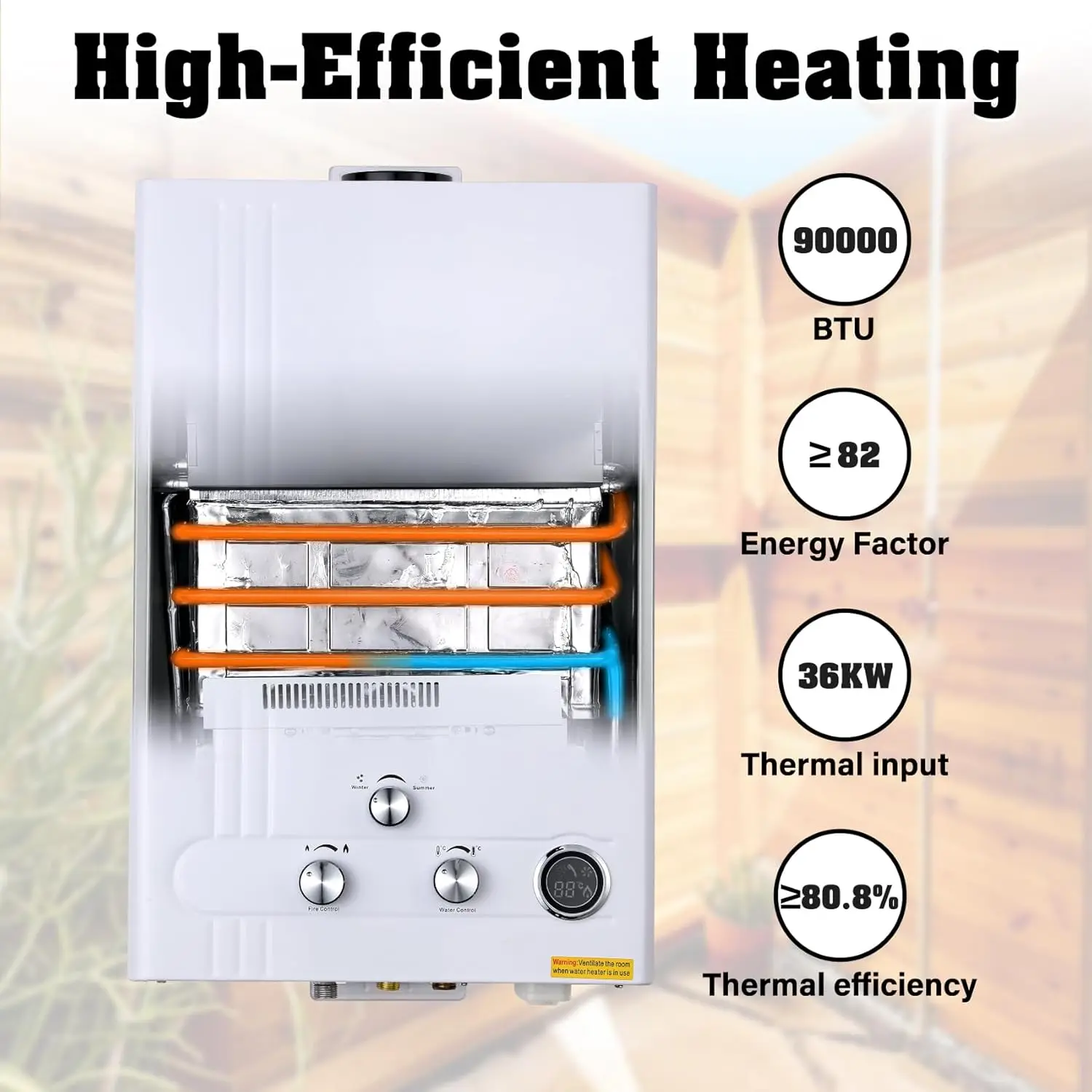 18L LPG Propane Gas Hot Water Heater 90000 BTU Tankless Instant Boiler Digital Display with Shower