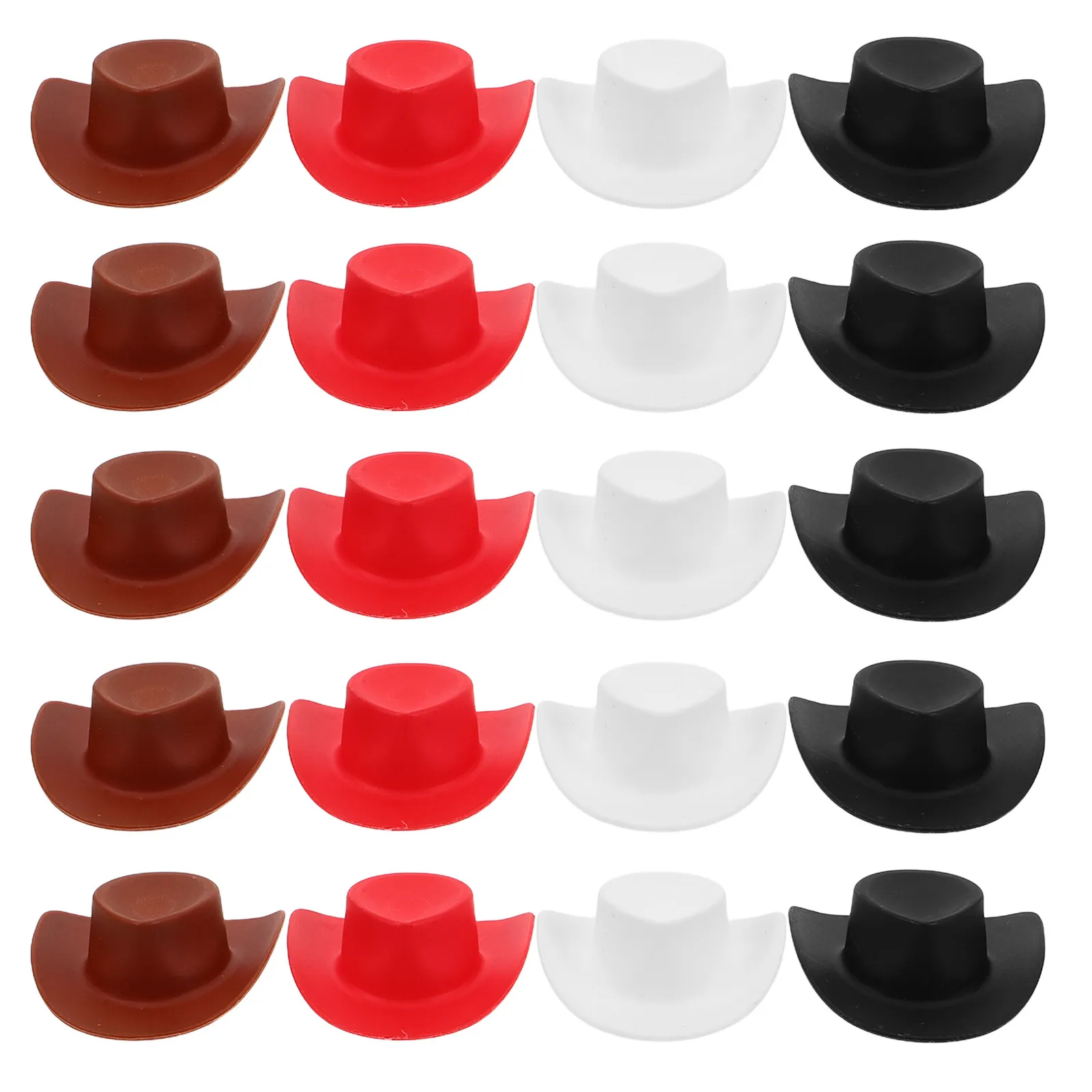 

40 миниатюрных пластиковых ковбойских шляп для кукольного домика, декор для вечеринки, маленькие милые шляпки для кукольного домика, мини-кепки для украшения