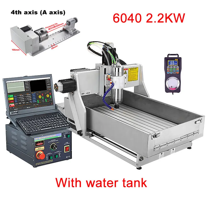 CNC 6040 Engraving Cutting Machine 3 Axis 4 Axis 2.2KW CNC Router With Tank For Woodworking Metal Carving Cutter Carver Cutter