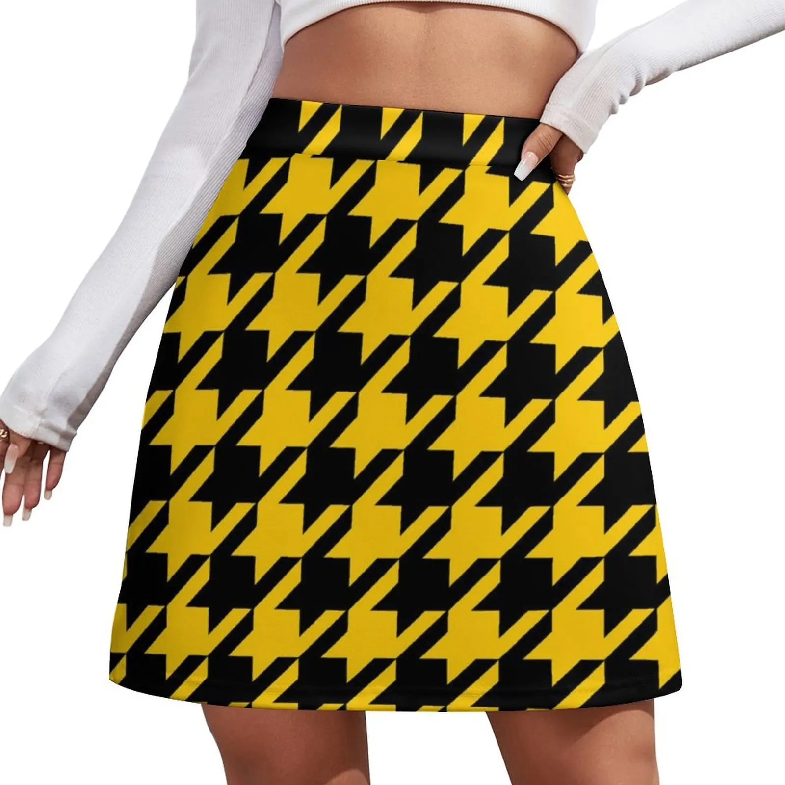 Classic Orange Houndstooth, Retro Style Mini Skirt sexy short mini skirts korean style clothes women 2025 Mini Skirt