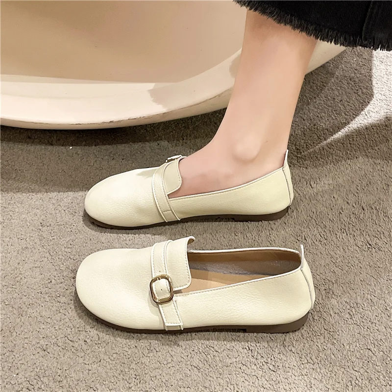 Soft Moccasin Shoes Casual Female Sneakers Shallow Mouth Slip-on Round Toe All-Match Dress Flats Women Moccasins Summer Grandma