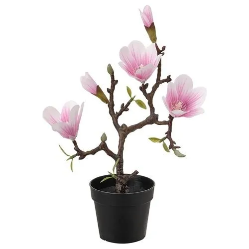 Meg Store Decorative Pink Magnolia Themed Plug Artificial Plant