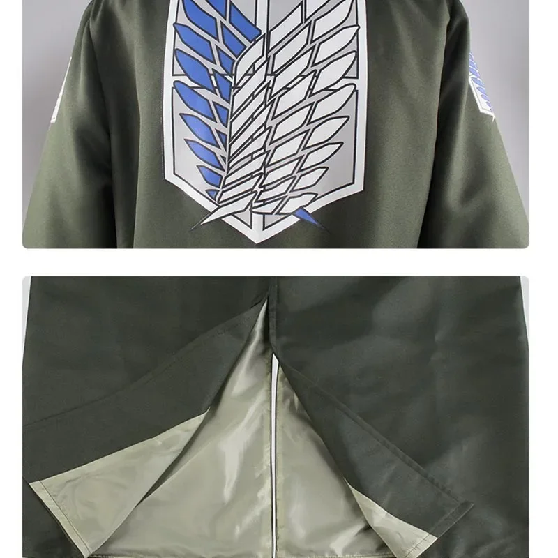 Anime Scout Regiment Army Green Cosplay Costumes, AOT Survey Corps, Levi Eren Jager Uniform, Recon Corps