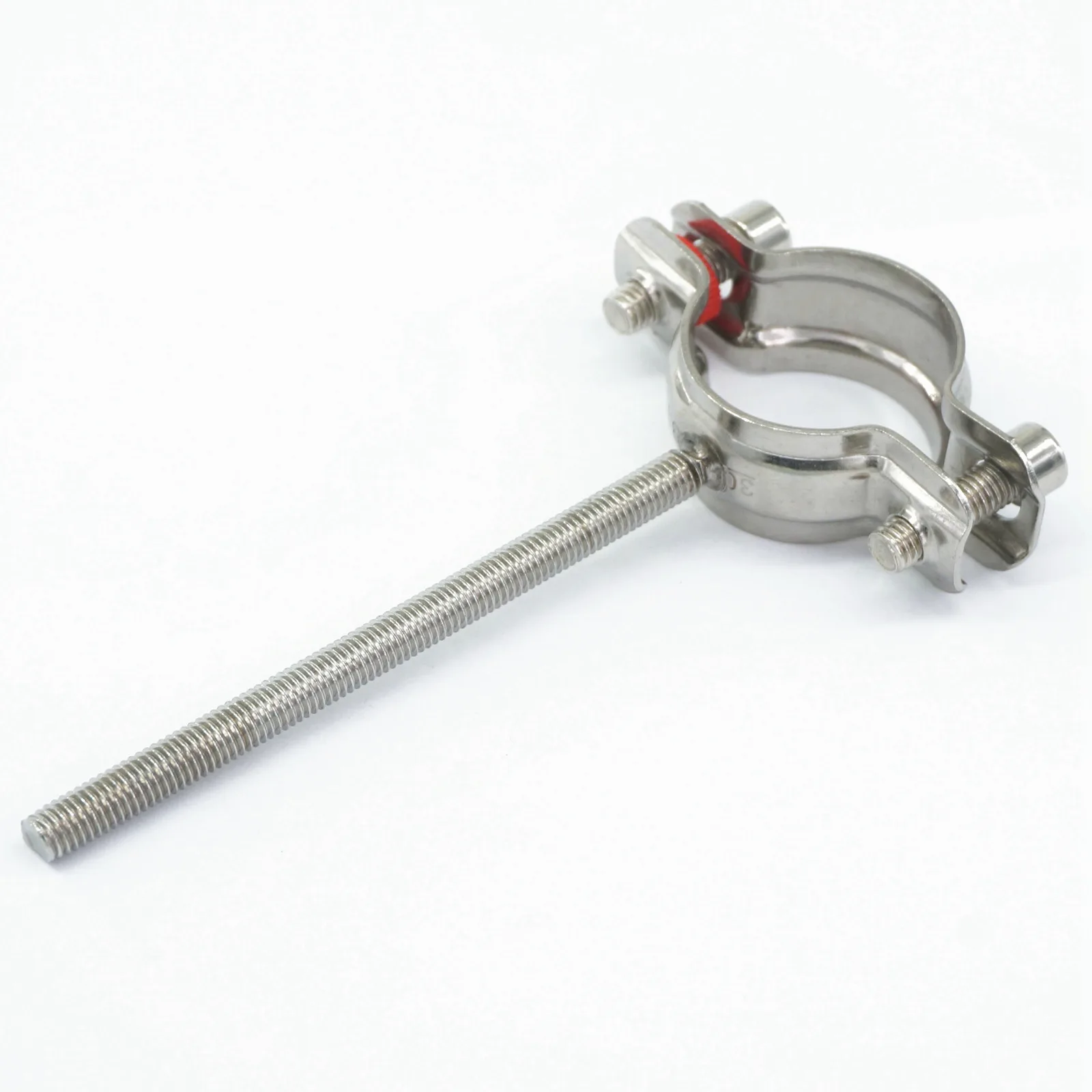 FIt Tube O.D 19/25/32/38/45/51/57/76mm 304 Stainless Steel Thread Length 100mm Clamp Clip Support Bracket with M8 Screw Pole
