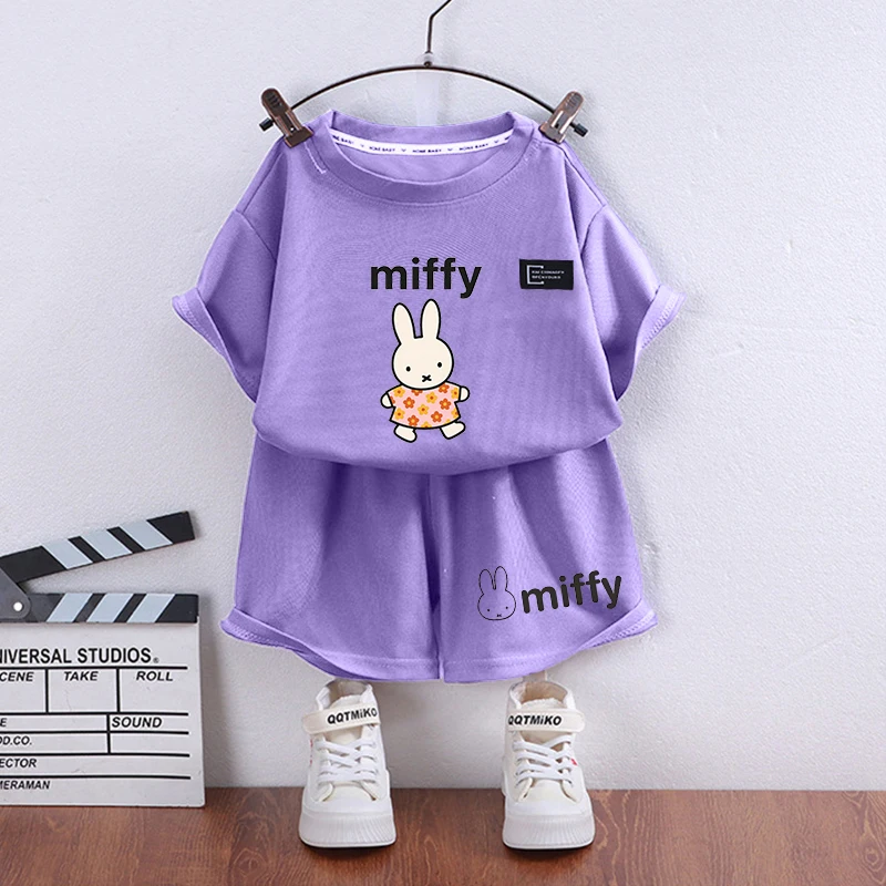 Miffys Rabbit Kids Short Sleeve Tee Casual Pants boy girl Cotton T-shirt Cute Shorts Set Funny Meme Summer Clothes gift 2026 view 2
