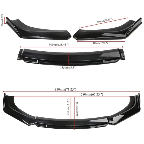 Universal Auto Parts Common Front Bumper Lip ABS Body Kit Exterior Front Shovel Spoiler Bumper Protector Sports Model