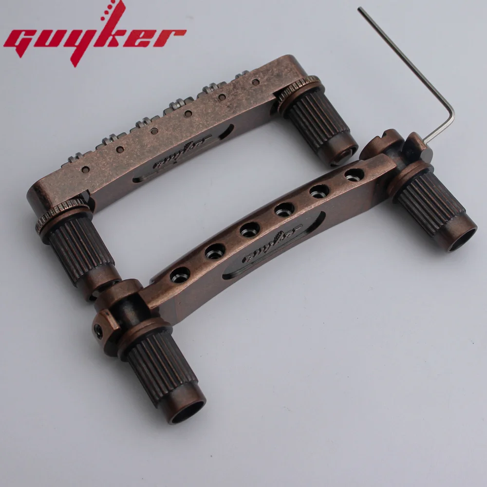 Guitar Stop Bar Tailpiece with Anchors +Tune O Matic Roller Saddle Guitar Bridge Studs Bronze color for LP SG Guitars