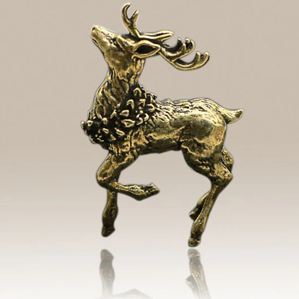 Deer Ornament Deer Statue Miniature Sika Miniature Figurines Solid Brass Tabletop Decoration Deer Sculpture Ornaments