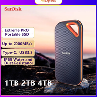 SanDisk 1TB SSDE81 Extreme PRO Portable SSD 2TB 4TB Up to 2000MB/s USB-C, USB 3.2 Gen 2x2 IP65 Water / Dust Resistance
