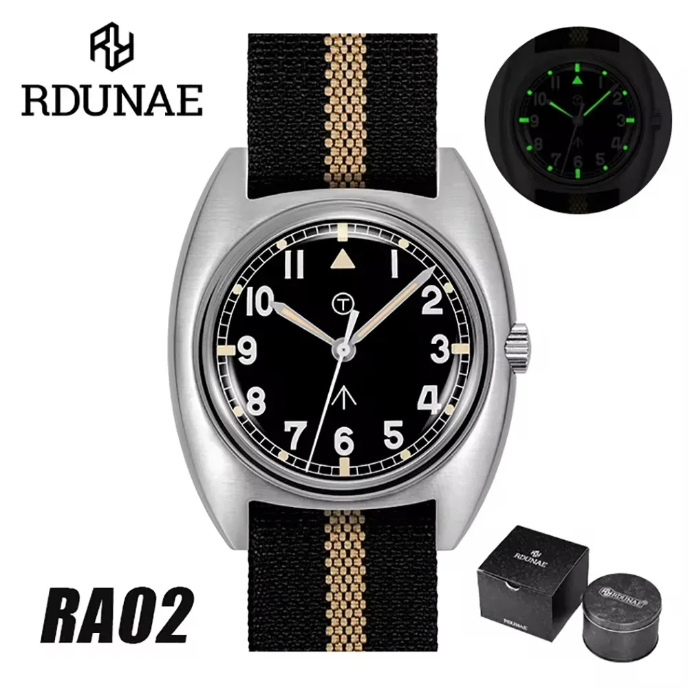 RDUNAE 2024 Retro Classic Men's Quartz Watch MIYOTA2035 Stainless Steel Case Nylon Waterproof 5Bar reloj hombre watches for men