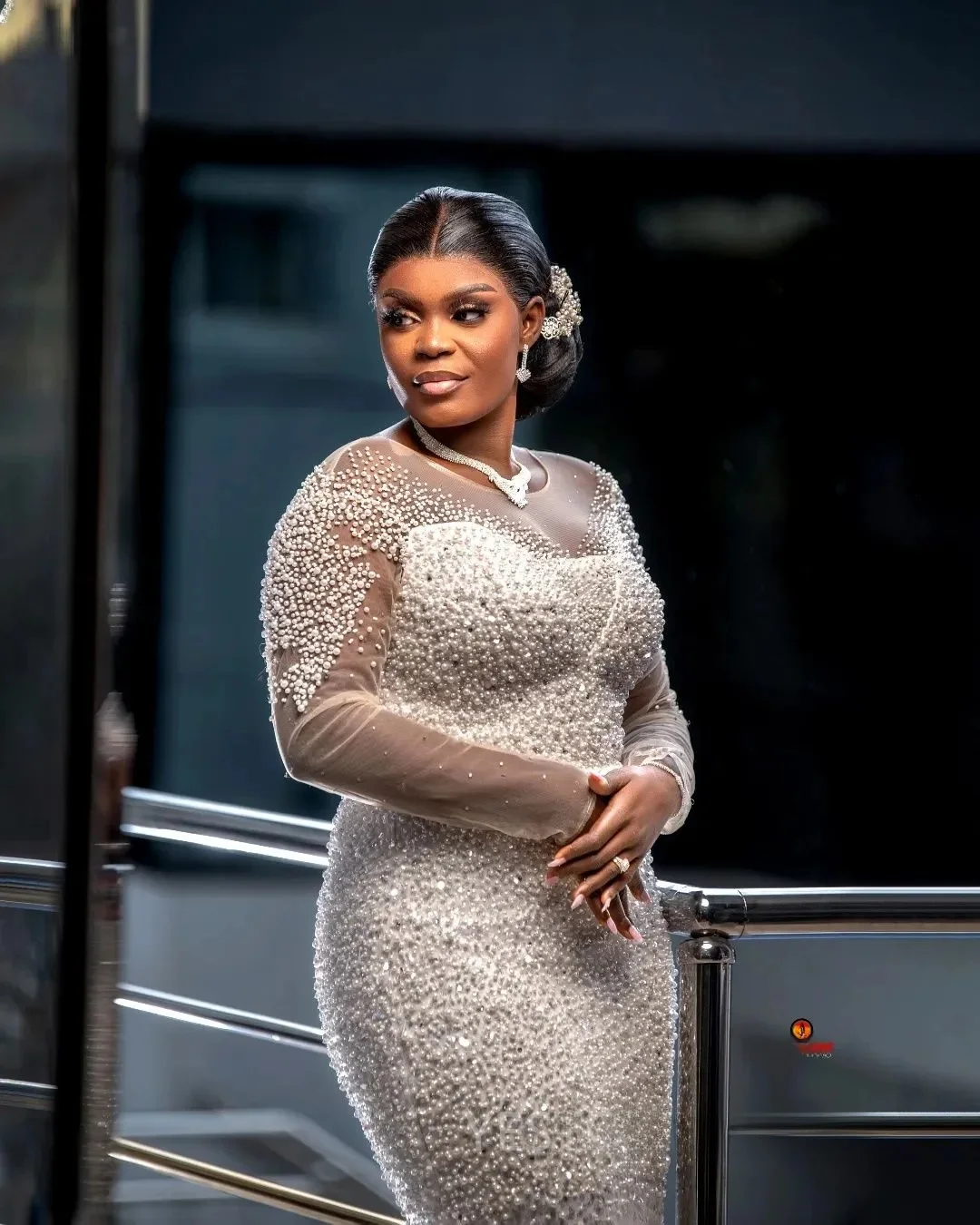 Maßgeschneidertes Meerjungfrau-Hochzeitskleid in Übergröße, Brautkleider für die Braut, transparente Illusion, lange Ärmel, Perlen, Kristalle, Perlen und Pailletten