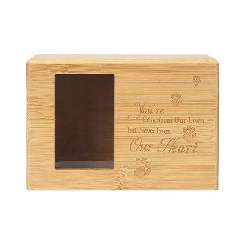 1 Piece Pet Urn, Pet Memory Urn For Ashes, Wood Color Pet Cremation Urn With Picture Frame Urn Cremation Box