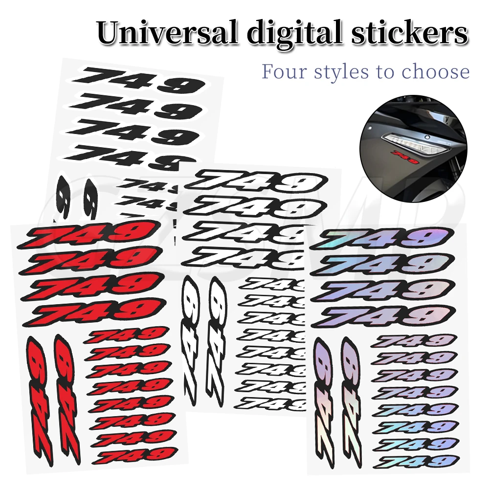 

Number 749 Motorcycle Scooter Fairing Fuel Tank Sticker Deco Universal Digit Decals Fit for Ducati 749 R S Dark Martini