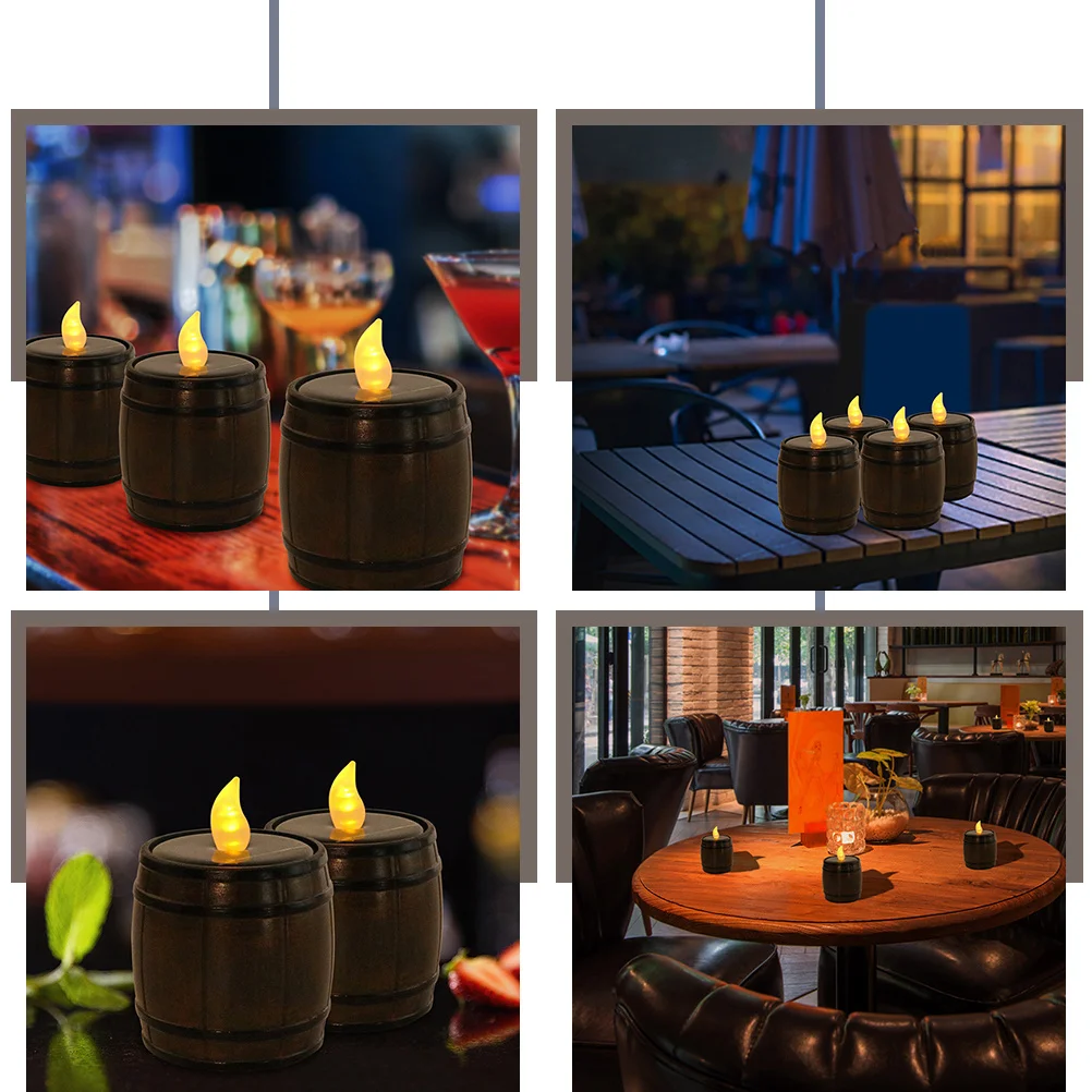 Solar Powered Tealight Waterproof Flameless Romantic Barrel Shaped Decorative Light for Outdoor Garden Birthday Wedding