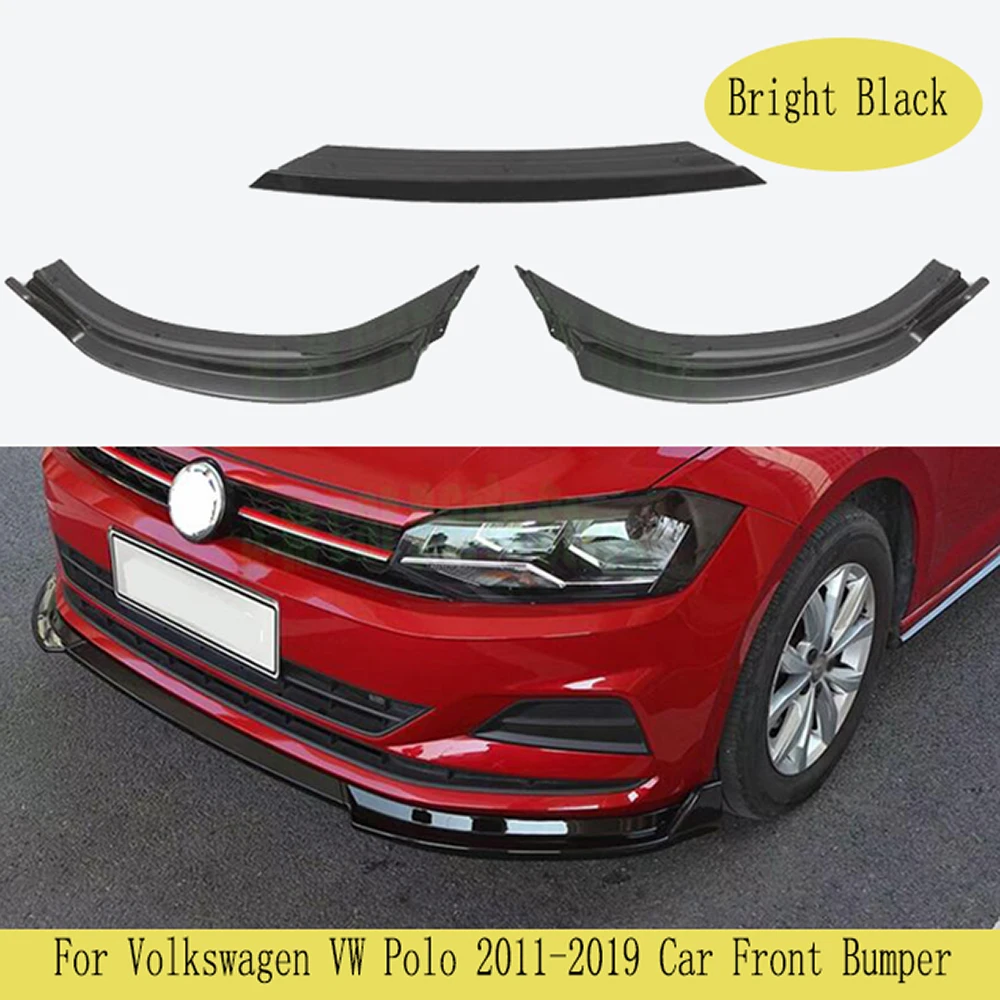 

Front Lip Bumper for Volkswagen Polo Separator Lip Grill Spoiler Diffuser Front Shovel 2011-2022 Auto Parts Bright Gloss Black