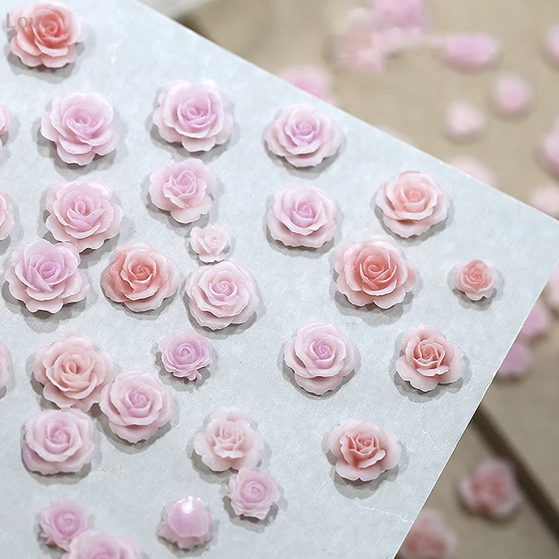 [L & P] 50 قطعة راتينج جديد لطيف صغير ثلاثية الأبعاد الأرجواني ارتفع مسمار الراين الأحجار الكريمة بريق مسمار الفن مجوهرات مانيكير مسمار الفن زينة