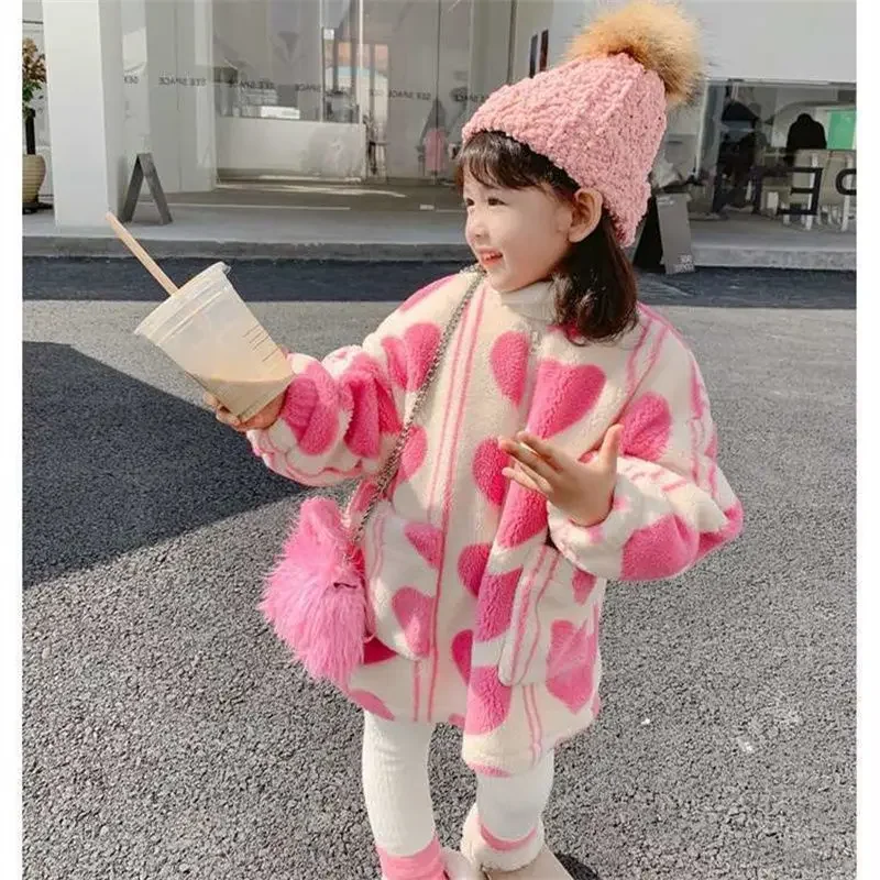 Girls clothes 2024 New Woolen Coat Autumn Winter Baby Woolen Coat Fashion Child Quilted Plush Top abrigo invierno niña 크리스마스 아기옷