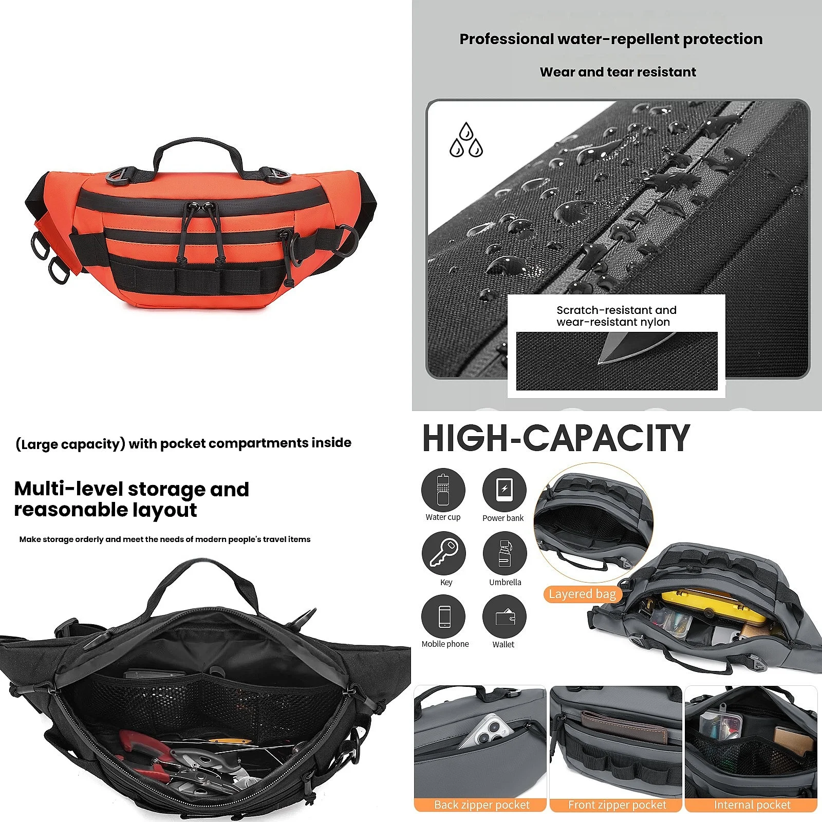 Tactical Waist Chest Pack Fishing Lure Pouch Outdoor Crossbody Bag for Hunting Camping Hiking Cycling
