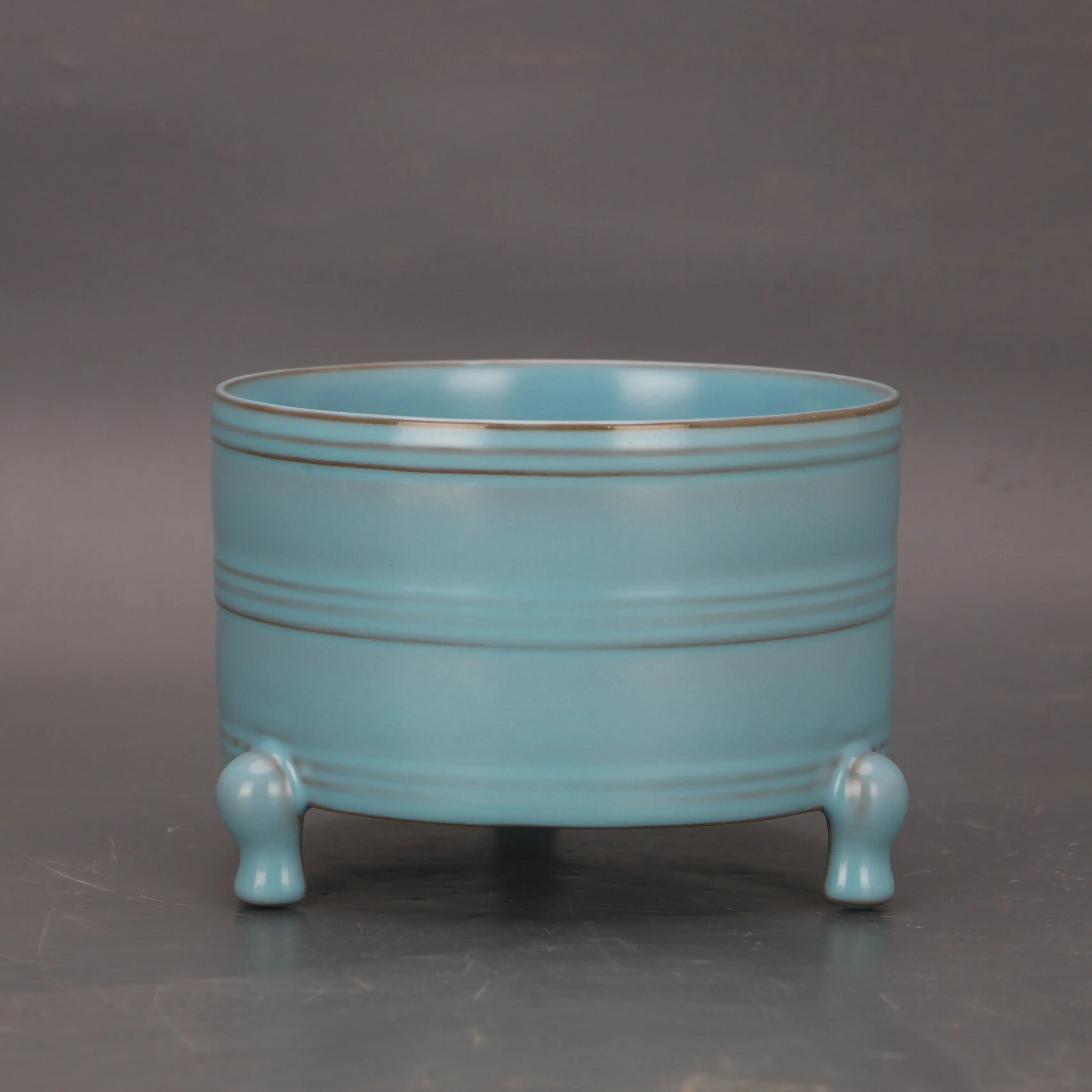 Northern Song Ru Ware Blue Glaze Cicada Wing Crackle Incense Burner Vintage Ceramic Home Decor
