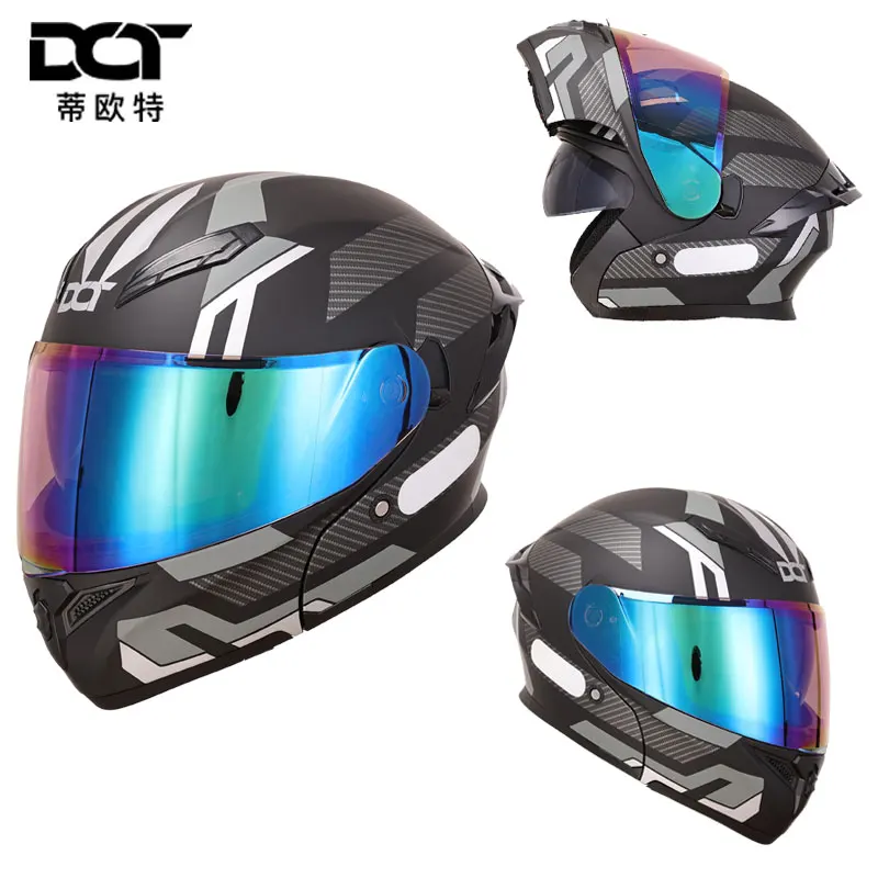 

DOT Approved Full Face Helmets Crash Motorbike Protective Gear Men Women Flip Up Helmet Motorcycle Visor Double Sun