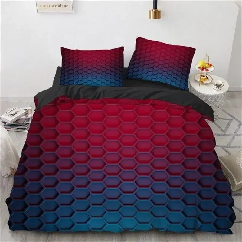

3D Honeycomb Abstract Geometric Comfortable Duvet Quilt Cover Pillowcase Bedding Set Children Bedroom Decoration Home Textile
