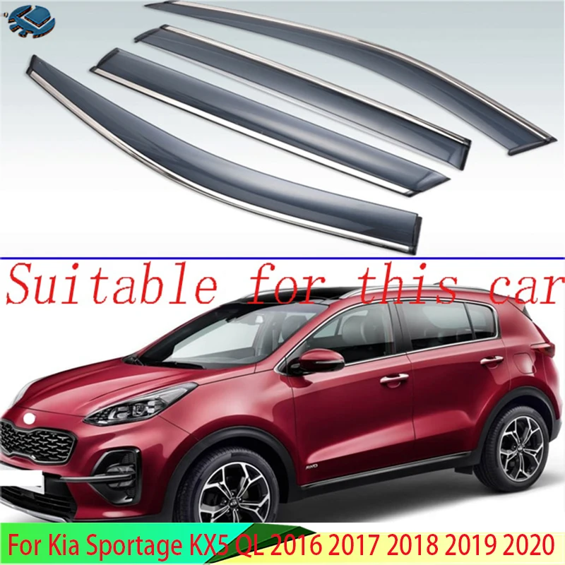 For Kia Sportage KX5 QL 2016 2017 2018 2019 2020 Plastic Exterior Visor Vent Shades Window Sun Rain Guard Deflector