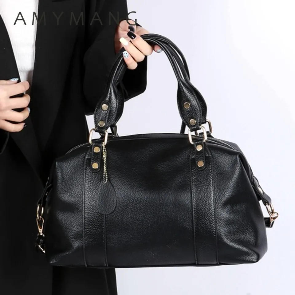 

Large Capacity Black Shoulder Bags For Women Large Shopper Bag Solid Color Soft Leather Crossbody Handbag Lady Travel Tote Bag