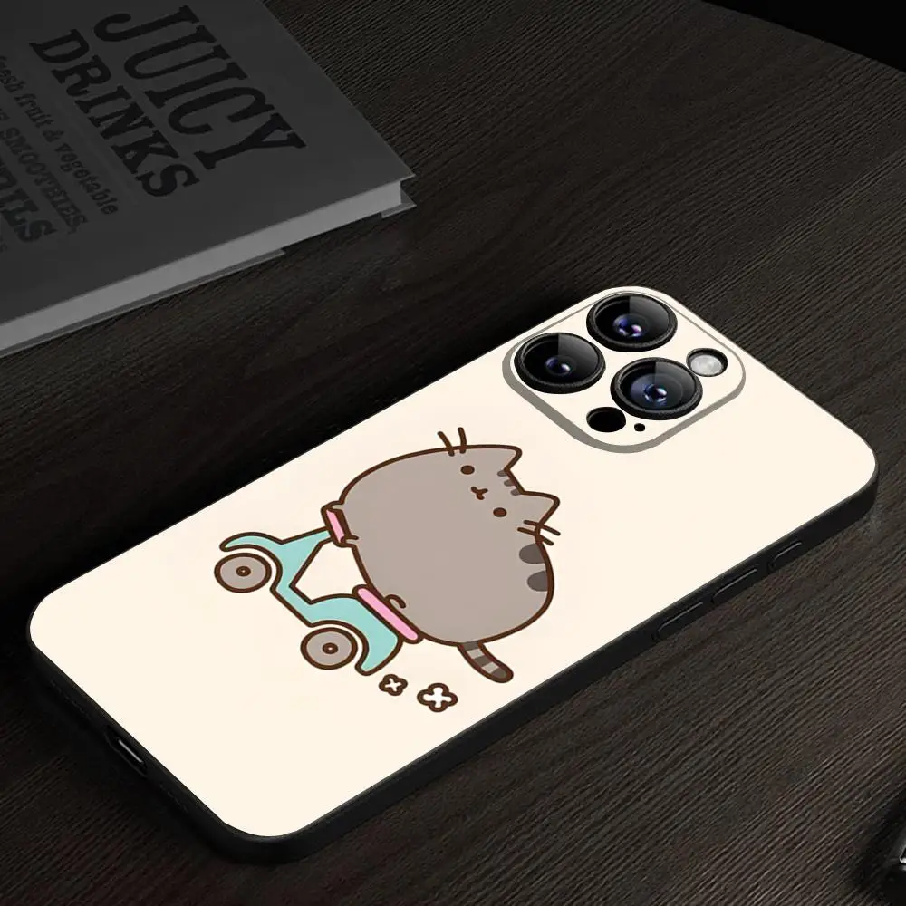 MINISO-Phone case Cute Pusheens For IPhone 15 16 13 Pro Max 14 12 11 Xr X 8 7 6 Plus Luxury Back Cover